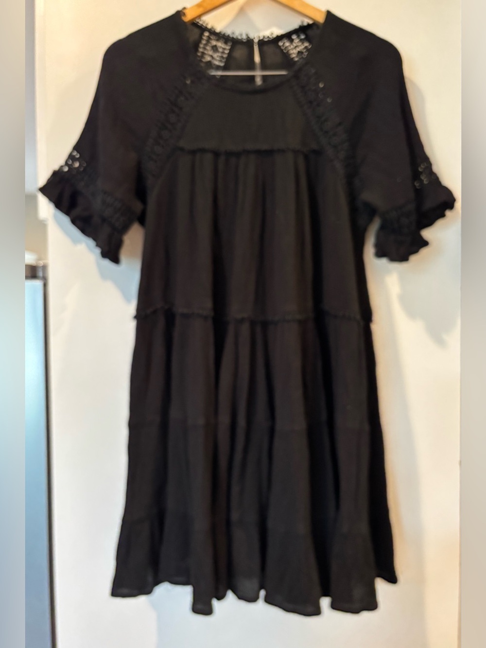 Patrons of Peace black dress with crochet details size S new without tags! - Picture 2 of 6